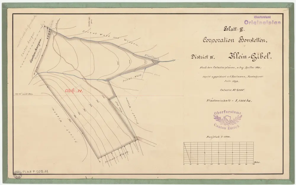 Bonstetten: Genossenschaftswaldung: Distrikt IV (Gibel); Grundriss (Blatt IV)