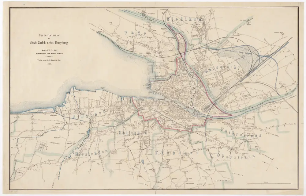 Übersichtsplan der Stadt Zürich nebst Umgebung, bearbeitet für das Adressbuch der Stadt Zürich