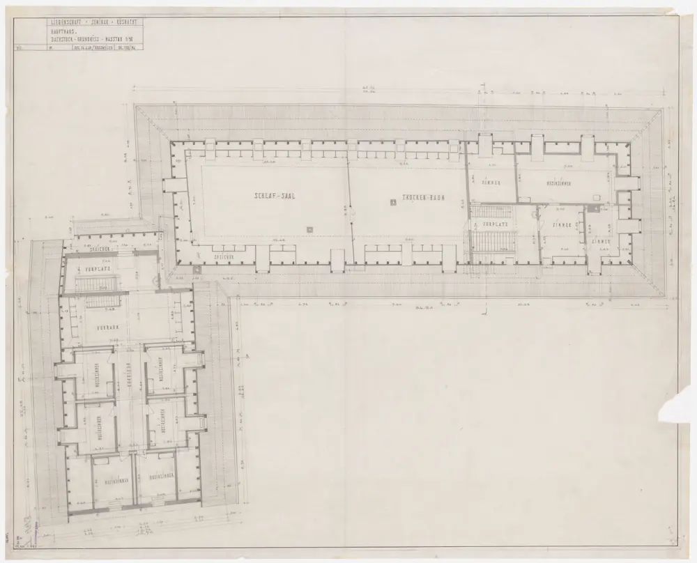 Küsnacht: Lehrerseminar; Haupthaus; Dachgeschoss; Grundriss