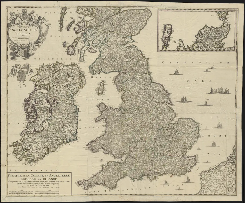 Novissima nec non perfectissima Regnorum Angliae, Scotiae et Hiberniae tabula, divisa in omnes suas partes et provincias