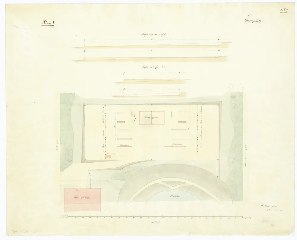 Kantonsschule, Turnplatz, Rämistrasse: Grundriss und Profile (Nr. 7)