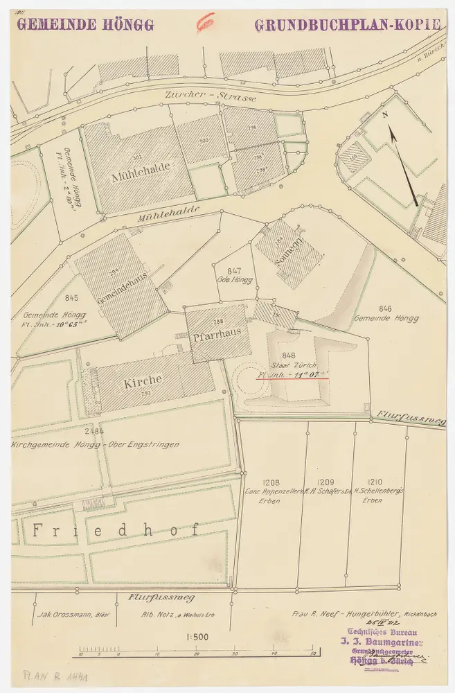 Höngg: Kirche, Pfarrhaus und Umgebung; Grundriss (Nr. 6)