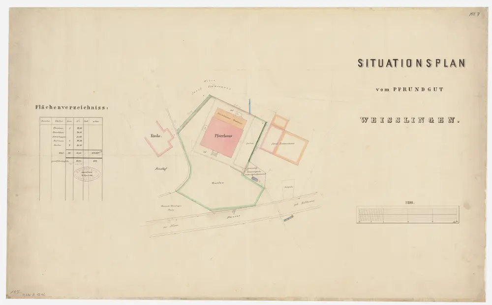 Weisslingen: Pfrundgut mit Parrhaus und Umgebung; Grundriss (Nr. 7)