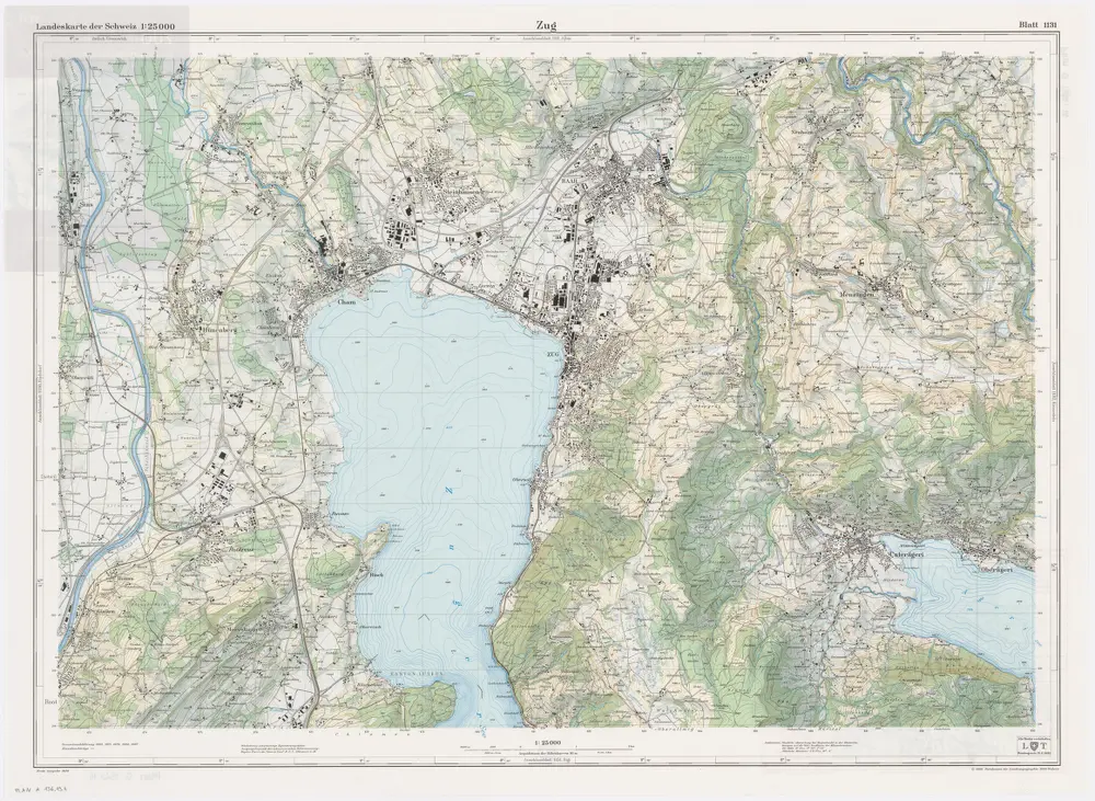 Landeskarte der Schweiz 1 : 25000: Den Kanton Zürich betreffende Blätter: Blatt 1131: Zug