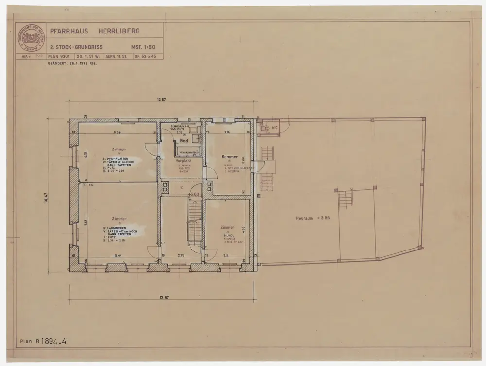 Herrliberg: Pfarrhaus: 2. Stock; Grundriss