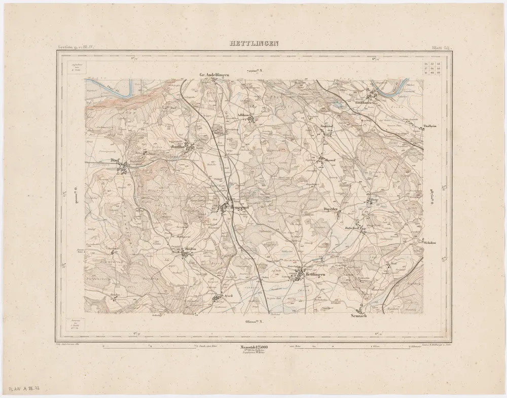 Topographischer Atlas der Schweiz (Siegfried-Karte): Den Kanton Zürich betreffende Blätter: Blatt 54: Hettlingen