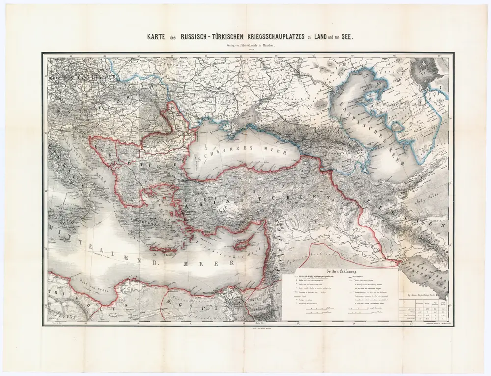 Karte des russisch-türkischen Kriegsschauplatzes zu Land und zur See