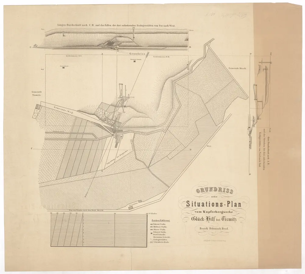 Grundriss nebst Situations-Plan vom Kupferbergwerke Glück-Hilf bei Tismitz