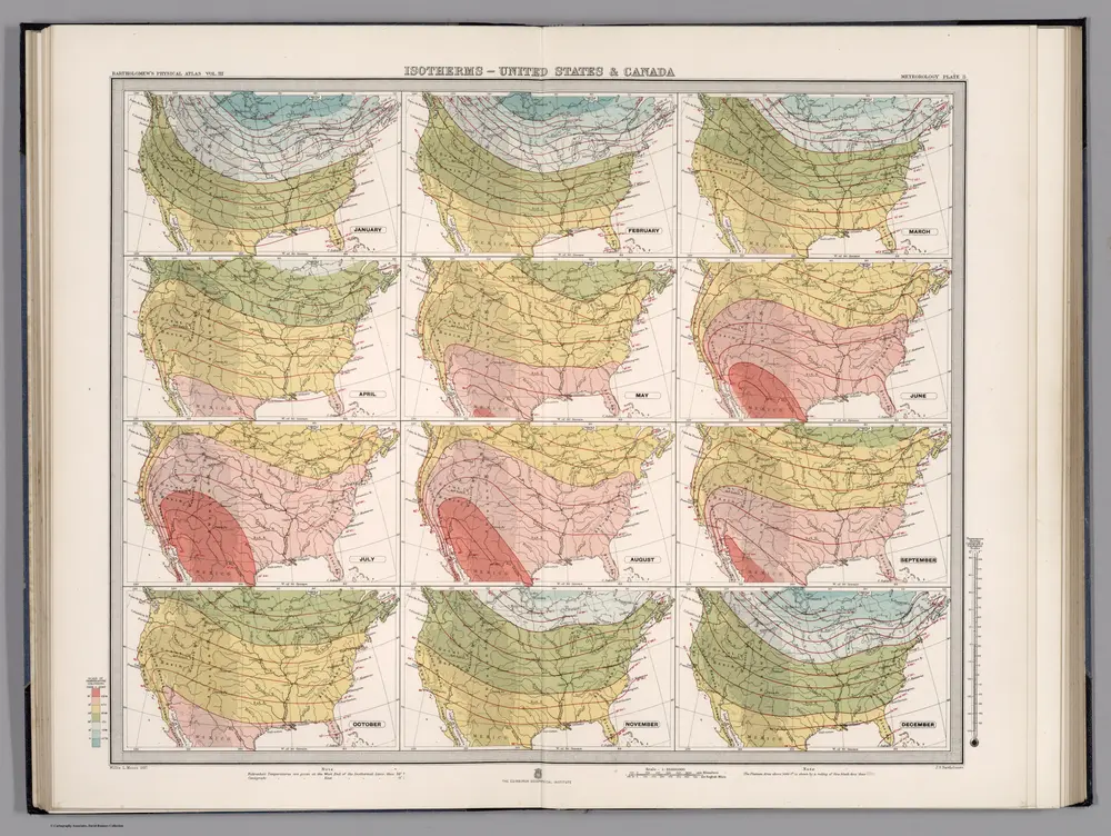 Plate 8.  Isotherms - United States & Canada.