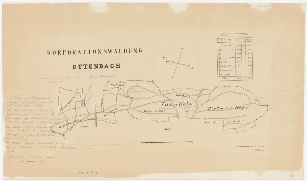 Ottenbach: Genossenschaftswaldung: Isenberg mit Grundholz, Eichrüti, Tannholz, Hellteckel, Bickwiler Hoger, Weitenlachholz, Regenweidholz, Gibel (Im Giebel); Grundriss