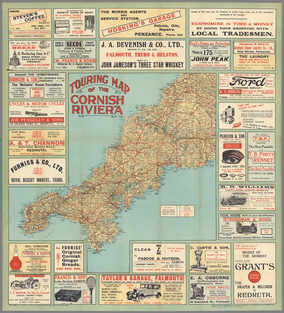 Touring Map of the Cornish Riviera.