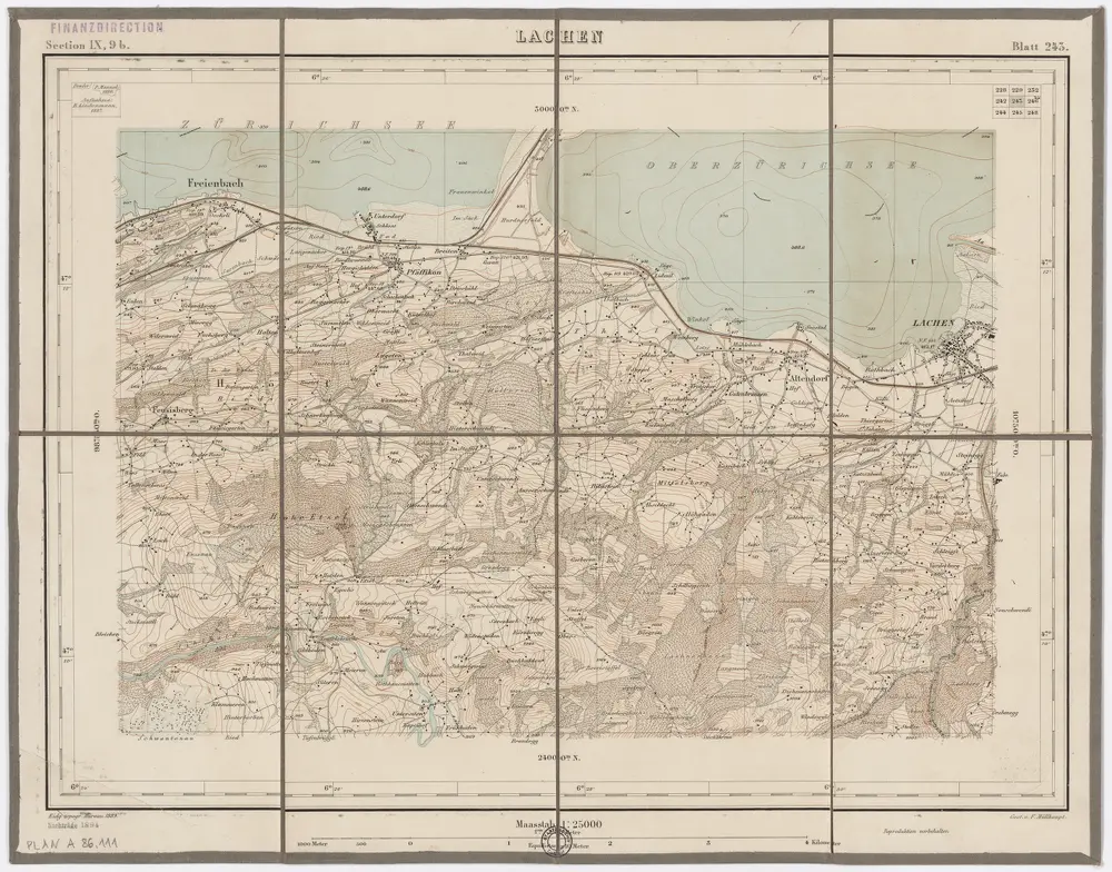 Topographischer Atlas der Schweiz (Siegfried-Karte): Den Kanton Zürich betreffende Blätter: Blatt 243: Lachen