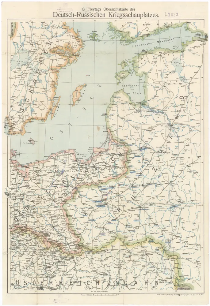 G. Freytags Übersichtskarte des deutsch-russischen Kriegsschauplatzes