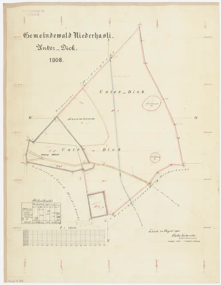 Niederhasli: Gemeindewaldung Under Dick (Unter Dick); Grundriss