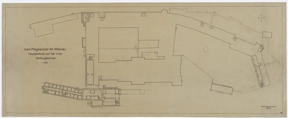 Heil- und Pflegeanstalt Alt-Rheinau: Hauptgebäude auf der Insel; Grundrisse: Kellergeschoss
