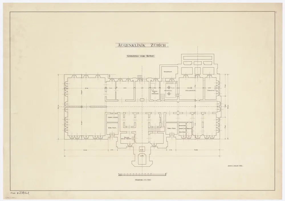 Augenklinik, Rämistrasse 73: Grundrisse: Keller; Grundriss