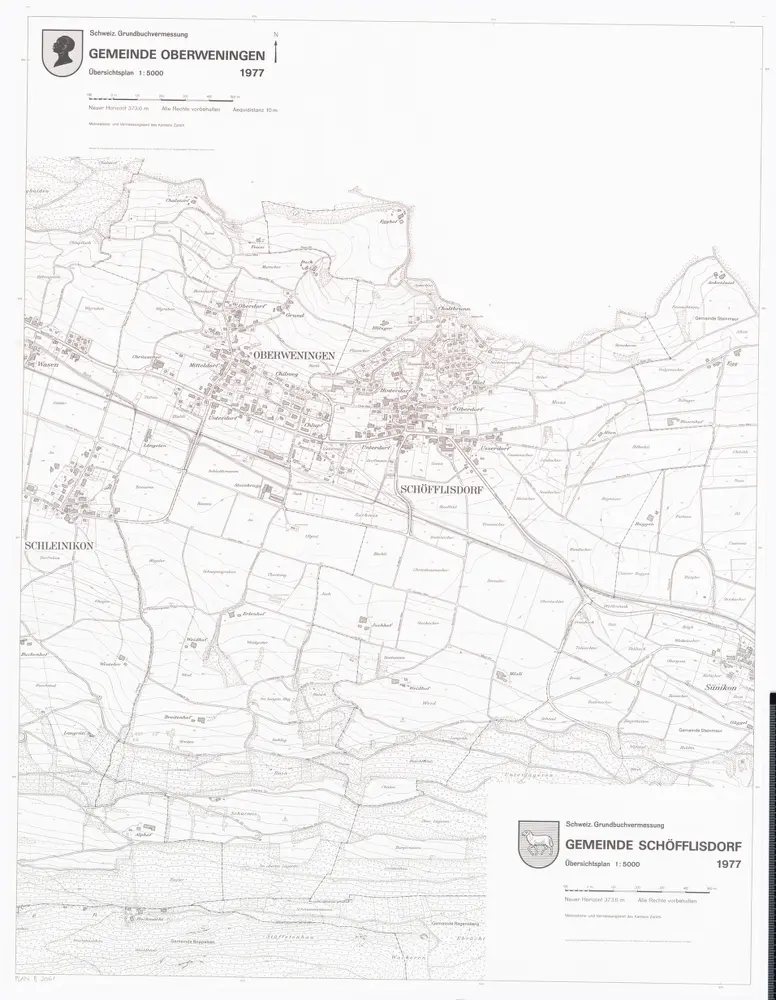 Schöfflisdorf, Oberweningen: Gemeinden; Übersichtsplan (Schweizerische Grundbuchvermessung)