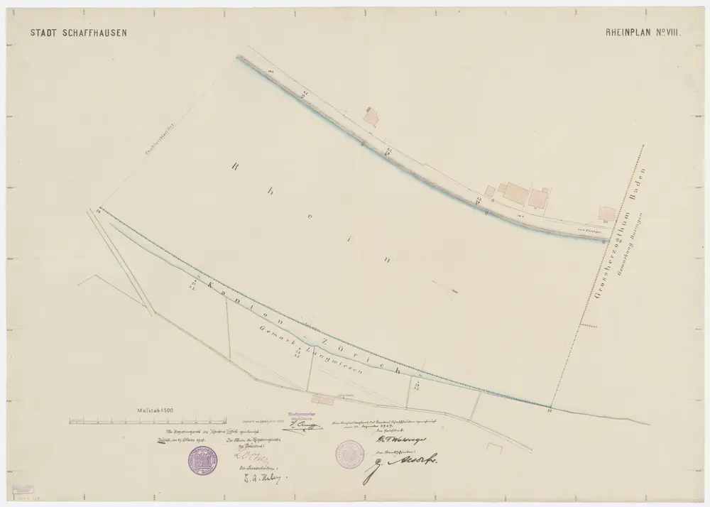 Grenze zwischen den Kantonen Zürich und Schaffhausen beim Rhein von Neuhausen SH bis Büsingen (Deutschland): Bei Büsingen (Deutschland); Grundriss (Nr. 8, Punkte 26-30)