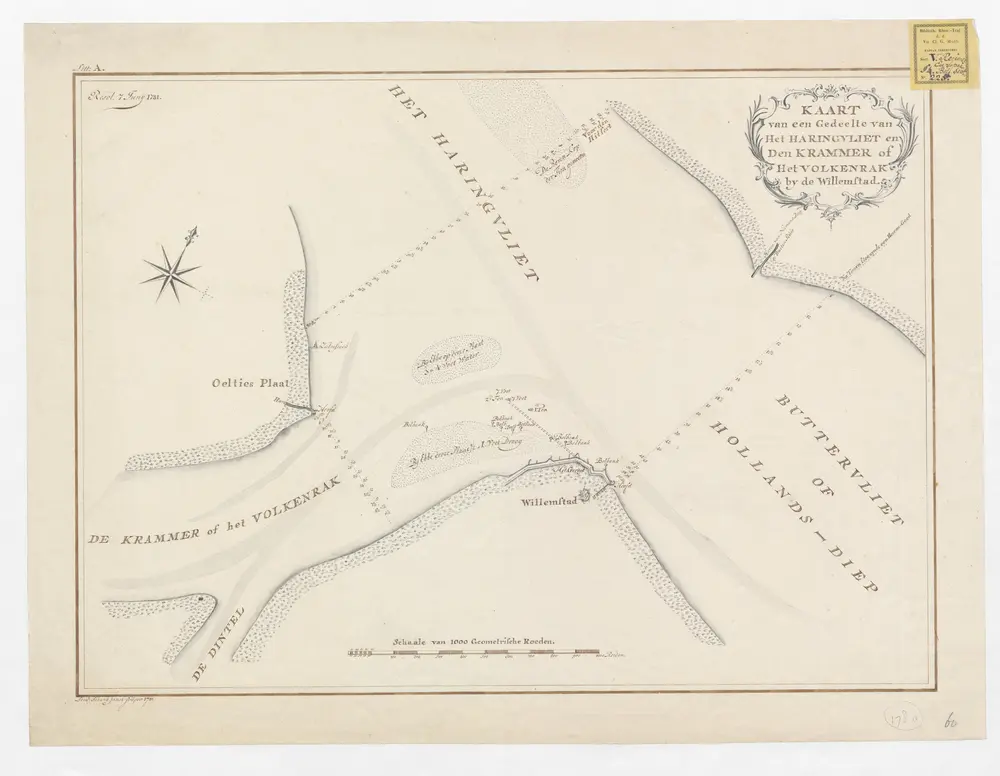 Kaart van een gedeelte van het Haringvliet en den Krammer of het Volkenrak by de Willemstad