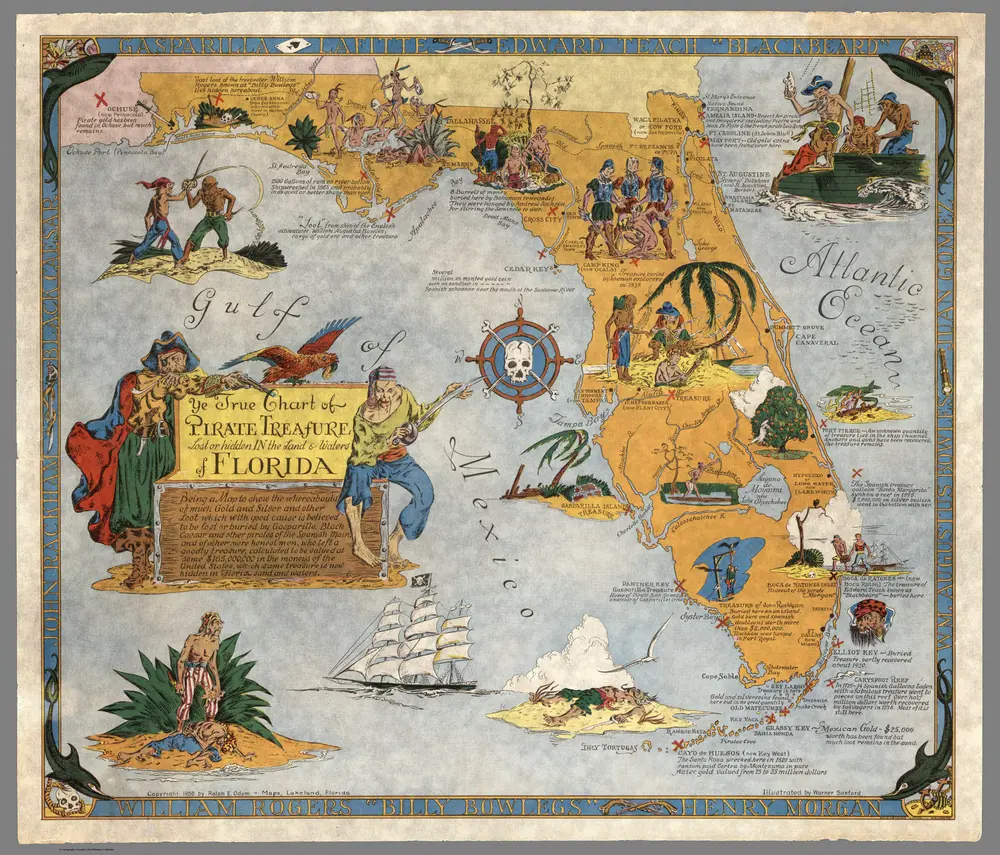 Ye True Chart of Pirate Treasure Lost or Hidden In the Land & Waters of Florida.