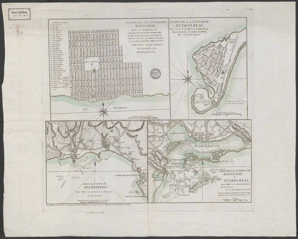 Carta de los Puertos de Kingston y Puerto Real : Segun Jefferis en su Carta de la Jamayca del año de 1775 / Por D. Juan Lopez año de 1782