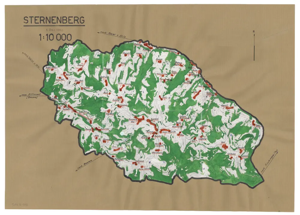 Sternenberg: Definition der Siedlungen für die eidgenössische Volkszählung am 01.12.1950; Siedlungskarte