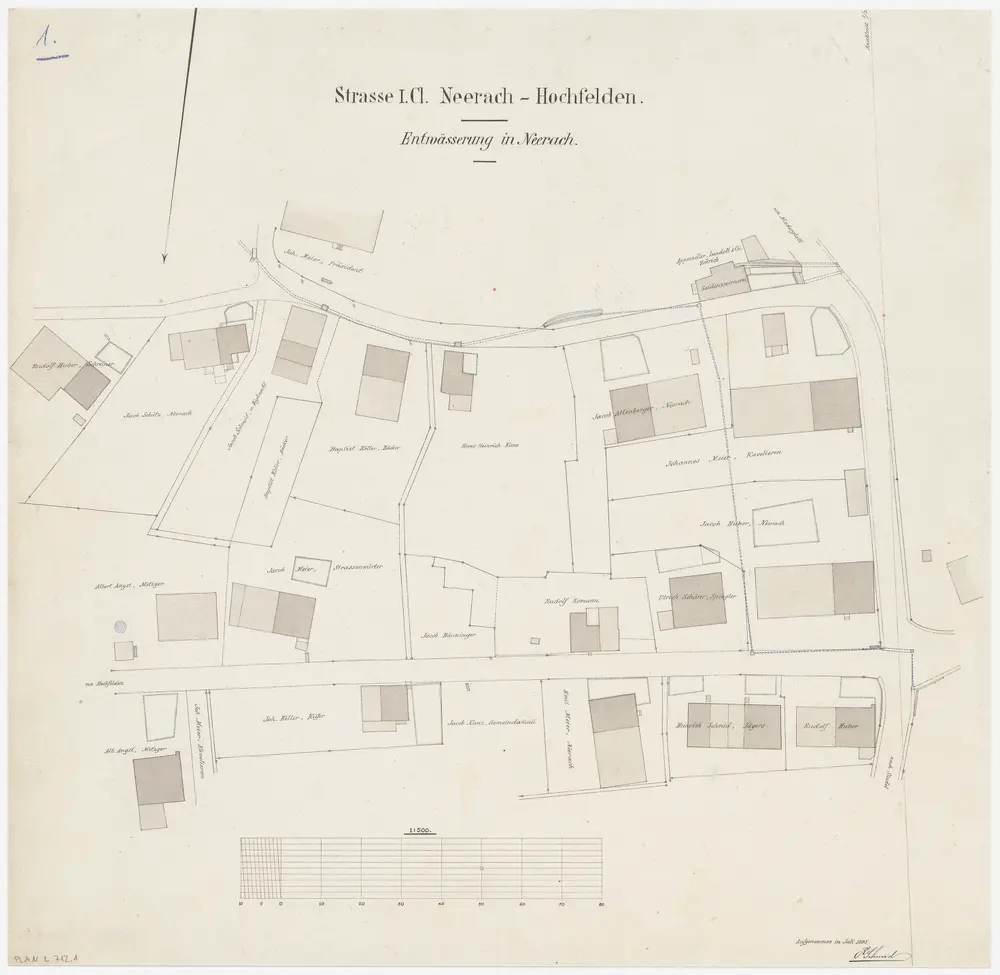 Neerach: Saumbach (Neerigraben), Entwässerung: Blatt 1: Situationsplan