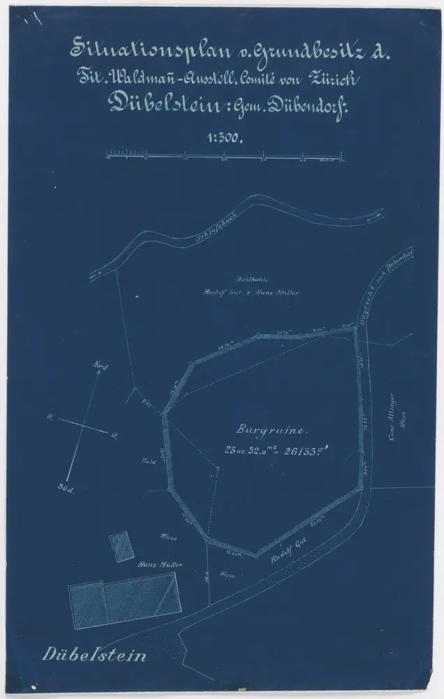Dübendorf: Grundbesitz Dübelstein des Waldmann-Ausstellungskomitees; Situationsplan
