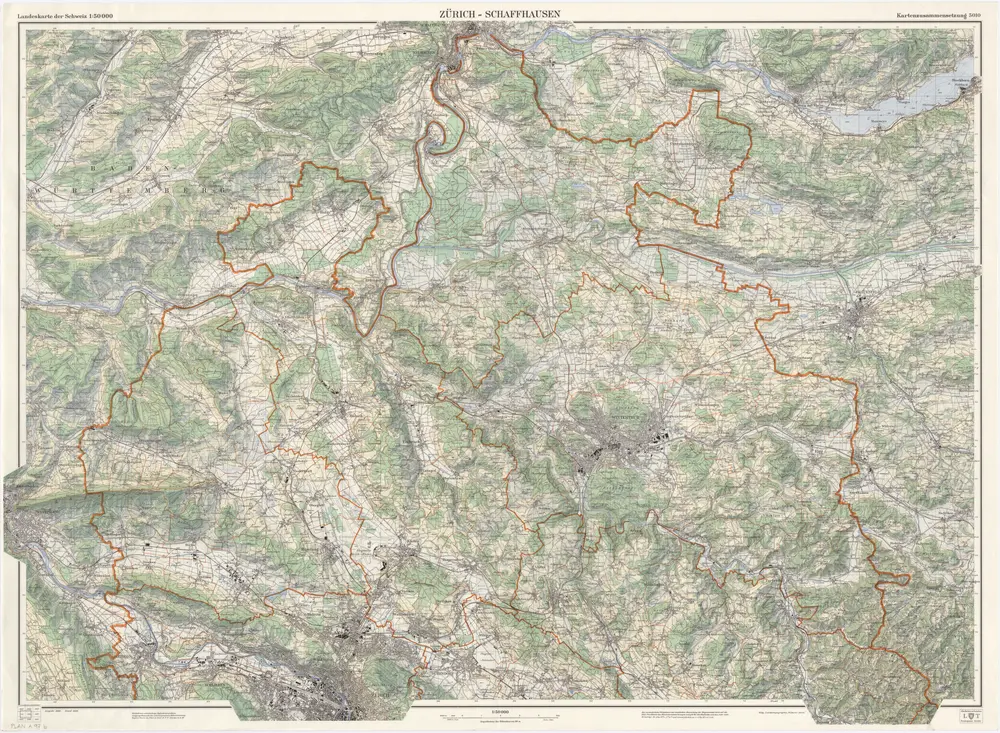 Landeskarte der Schweiz 1 : 50000: Kartenzusammensetzung 5010 (Zürich-Schaffhausen)