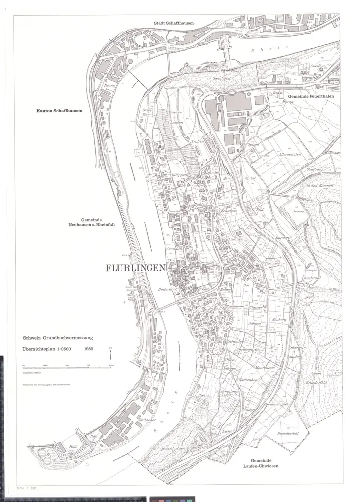 Flurlingen: Gemeinde; Übersichtsplan (Schweizerische Grundbuchvermessung)