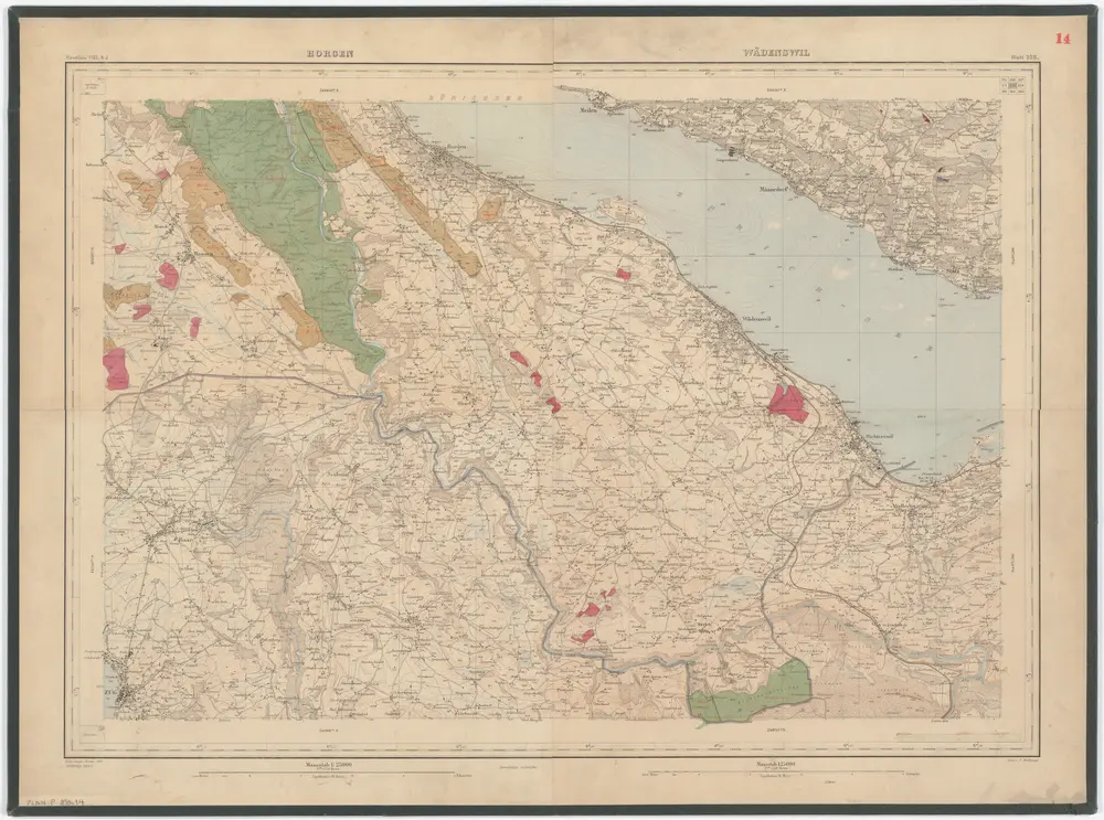 Kanton Zürich: Staats-, Gemeinde- und Genossenschaftswaldungen: Blatt 14: Gegend zwischen Kappel am Albis und Horgen, zwischen Wädenswil und Richterswil sowie bei Hütten; Situationsplan