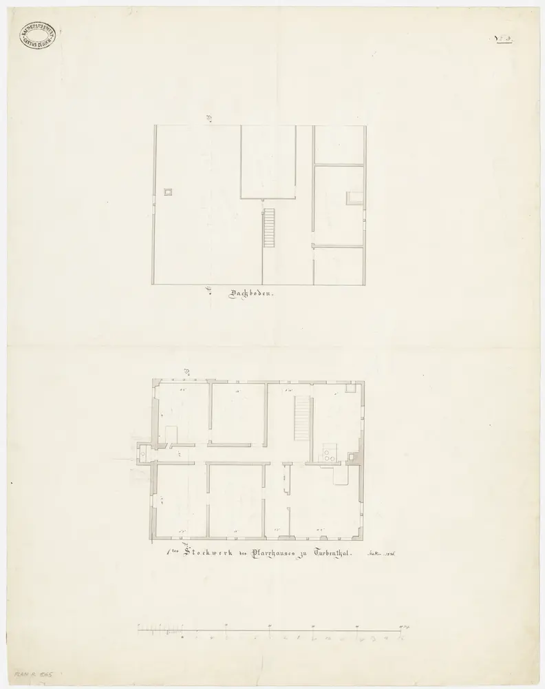 Turbenthal: Pfarrhaus, 1. Stock und Dachgeschoss; Grundrisse (Nr. 3)