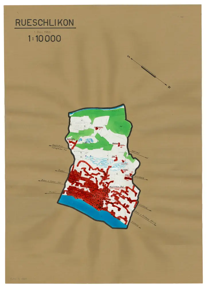 Rüschlikon: Definition der Siedlungen für die eidgenössische Volkszählung am 01.12.1950; Siedlungskarte