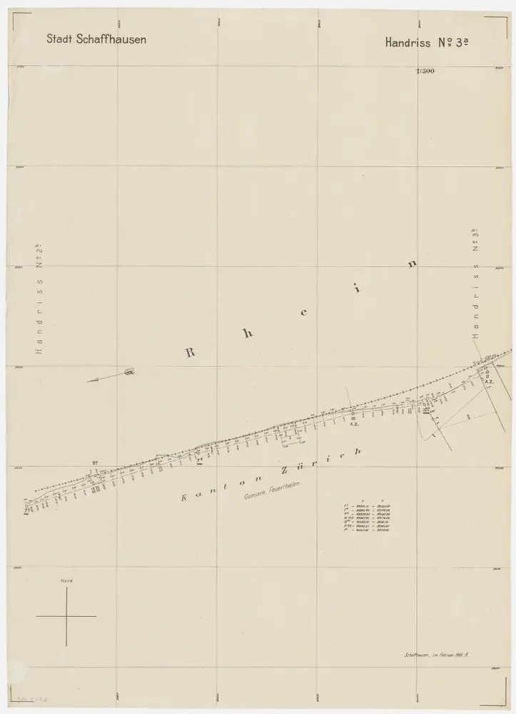 Grenze zwischen den Kantonen Zürich und Schaffhausen beim Rhein von Neuhausen SH bis Büsingen (Deutschland): Grundriss (Nr. 3 a, Punkte 9 a - 11)