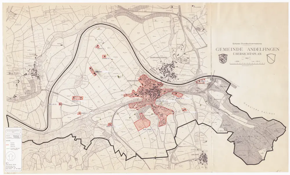 Andelfingen: Definition der Siedlungen für die eidgenössische Volkszählung am 01.12.1970; Siedlungskarte