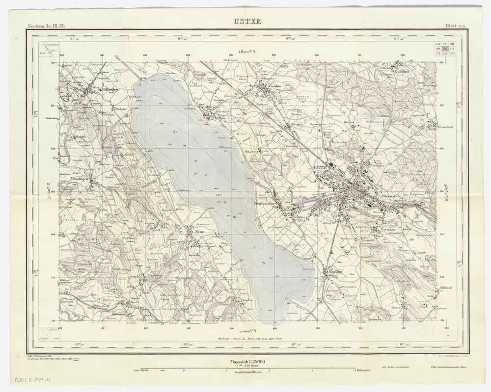 Topographischer Atlas der Schweiz (Siegfried-Karte): Blatt 212: Uster