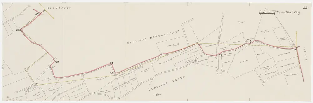 Grenze zwischen Uster und Mönchaltorf; Grundriss (Nr. 11, Punkte 47-54)