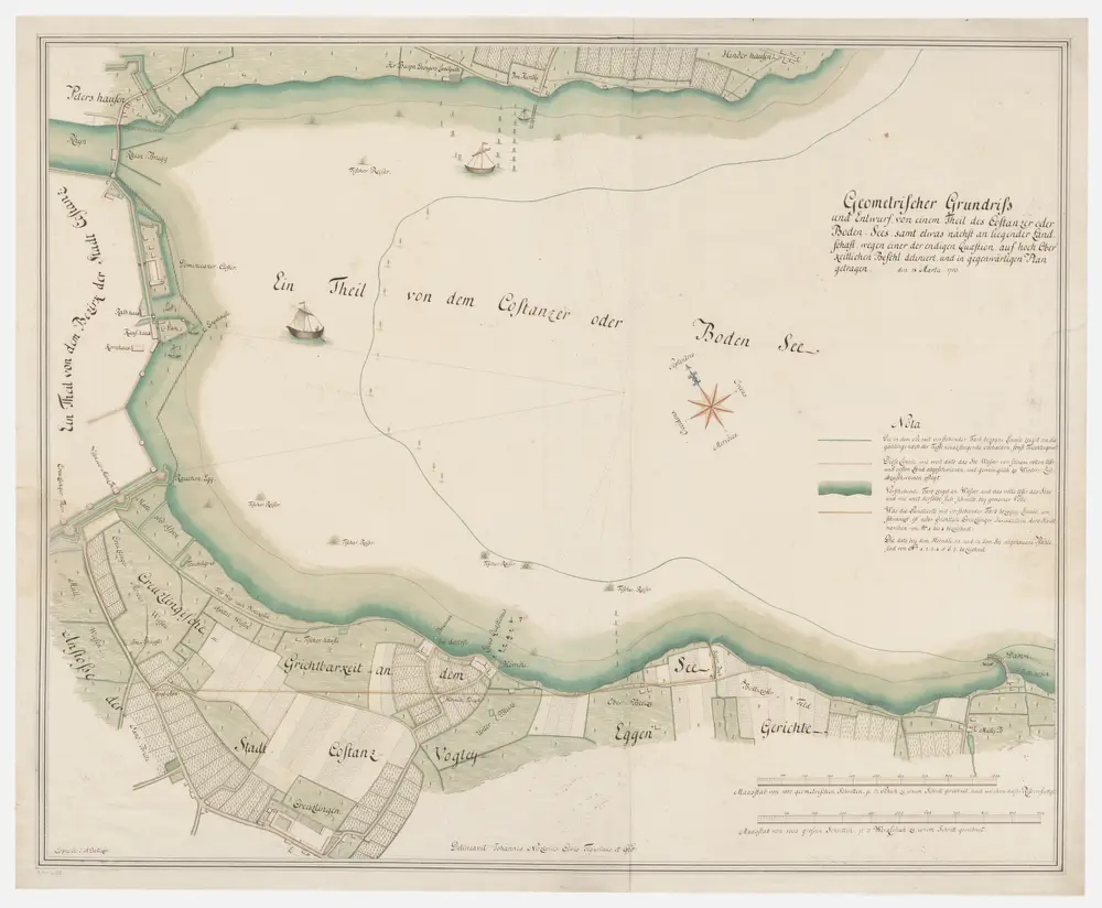 Bottighofen TG, Kreuzlingen TG, Konstanz (Deutschland): Bodensee mit anstossenden Grundstücken; Grundriss