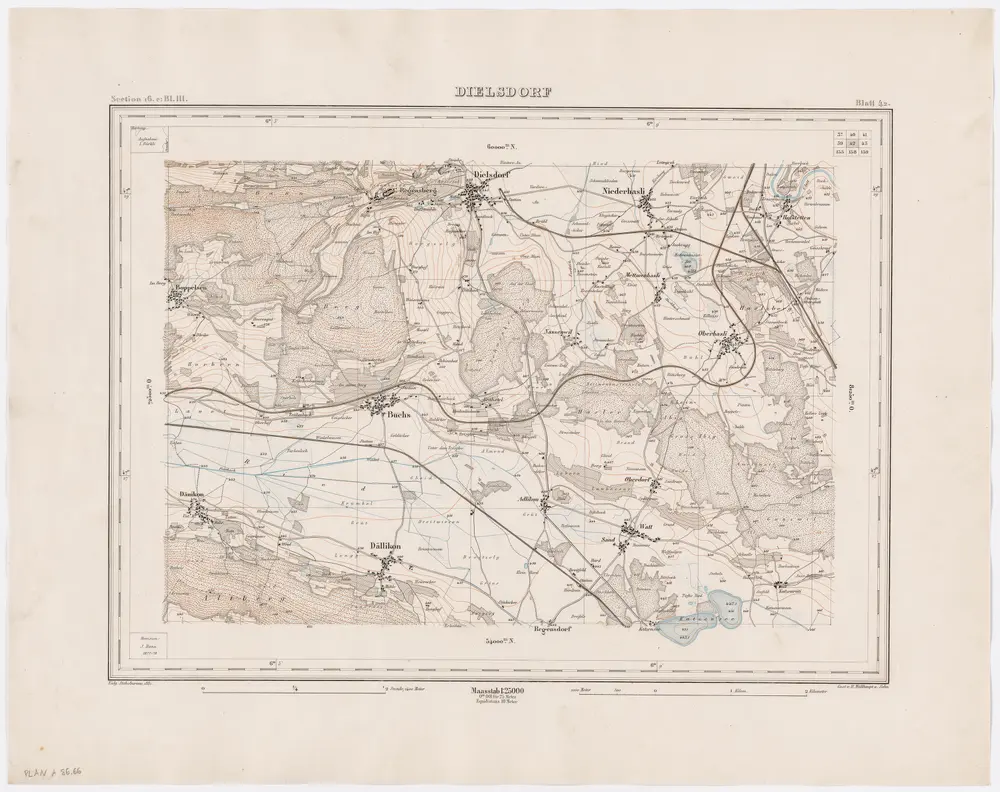 Topographischer Atlas der Schweiz (Siegfried-Karte): Den Kanton Zürich betreffende Blätter: Blatt 42: Dielsdorf