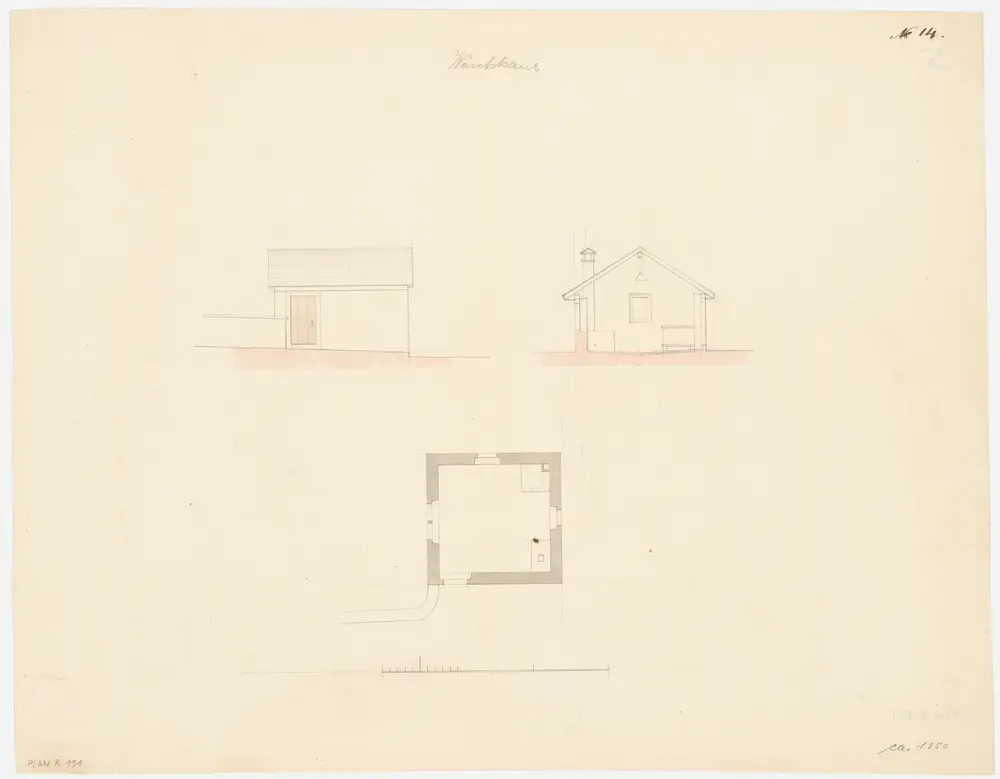 Dällikon: Waschhaus; Ansichten und Grundriss (Nr. 14)