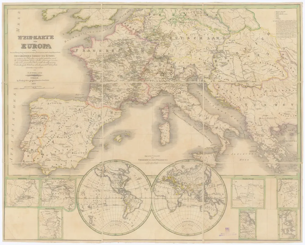 Wein-Karte von Europa, oder, Darstelleung derjenigen Laeneder, Provinzen und einzelnen Orte des grössten Theils von Europa