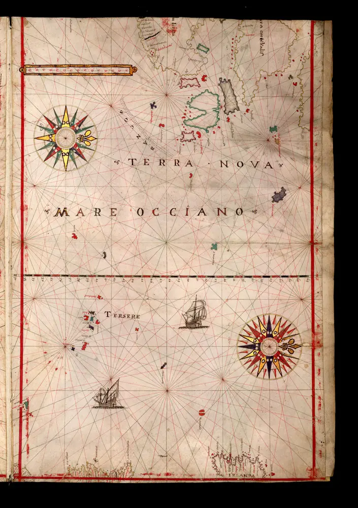 Speculum nauticum super navigatione maris Occidentalis confectum, continens omnes oras maritimas Galliae, Hispaniae et praecipuarum partium Angliae, in diuersis mappis maritimis comprehensum una cum usu et interpretatione carundem, accurata diligentia concinnatum, et elaboratum., mapa ze strany: [9]