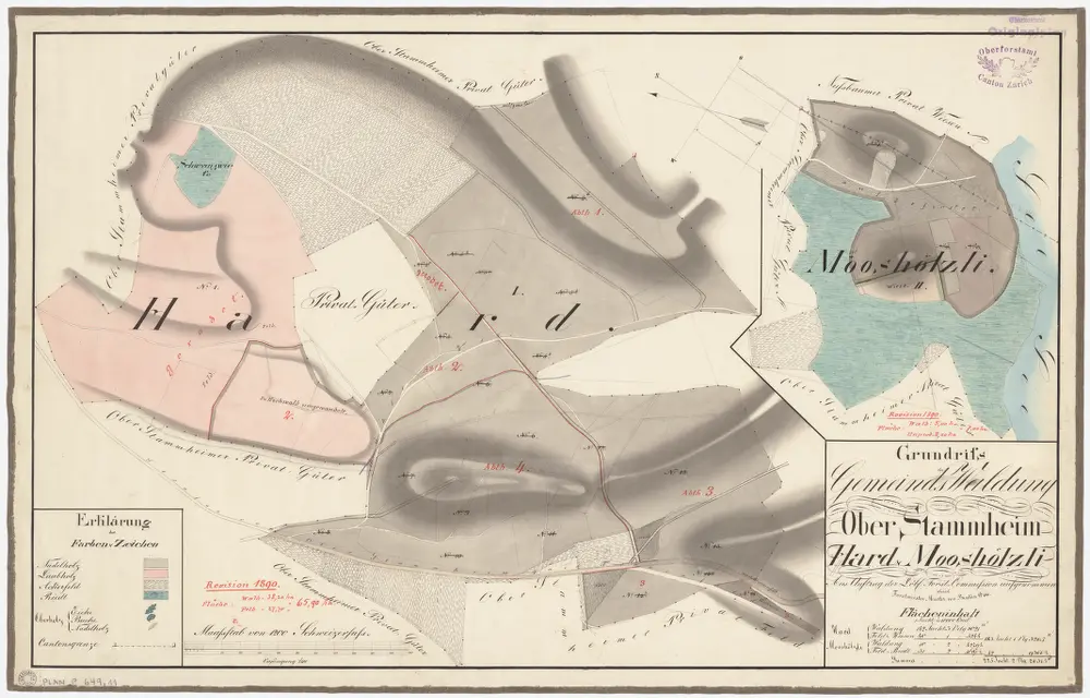 Oberstammheim: Gemeinde- und Genossenschaftswaldungen: Gemeindewaldungen Hard, Moshölzli (Mooshölzli); Grundrisse