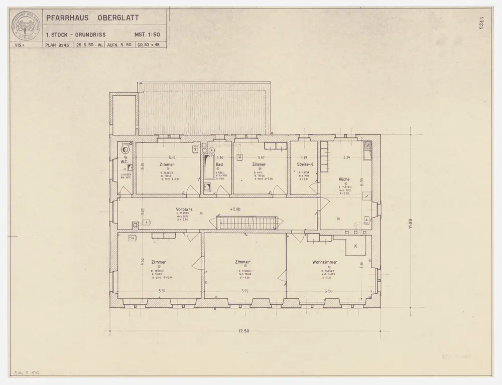 Oberglatt: Pfarrhaus, 1. Stock; Grundriss