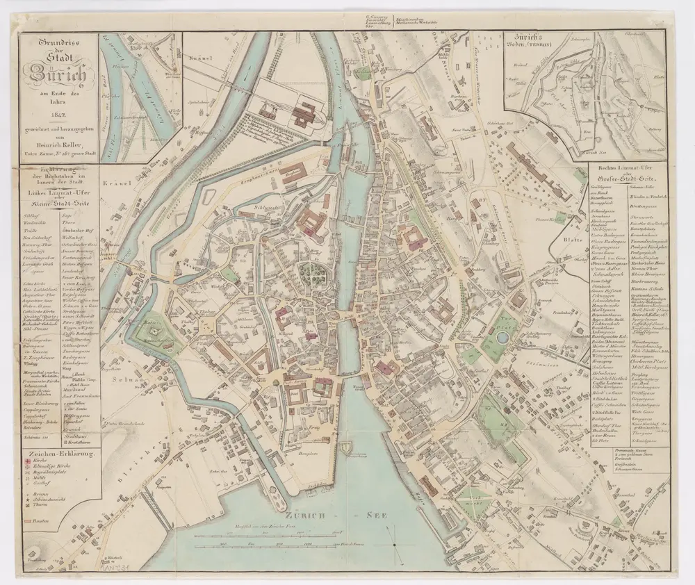 Grundriss der Stadt Zürich am Ende des Jahres 1847