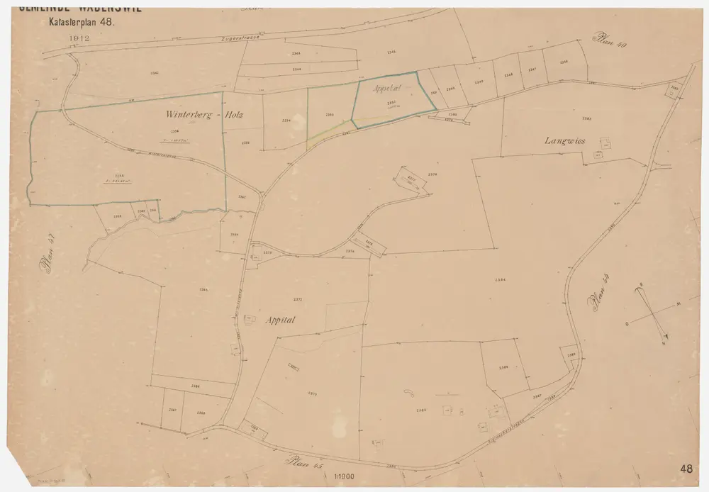 Schönenberg, Richterswil, Wädenswil: Staatswaldungen: Wädenswil: Winterberg, Appital; Grundriss