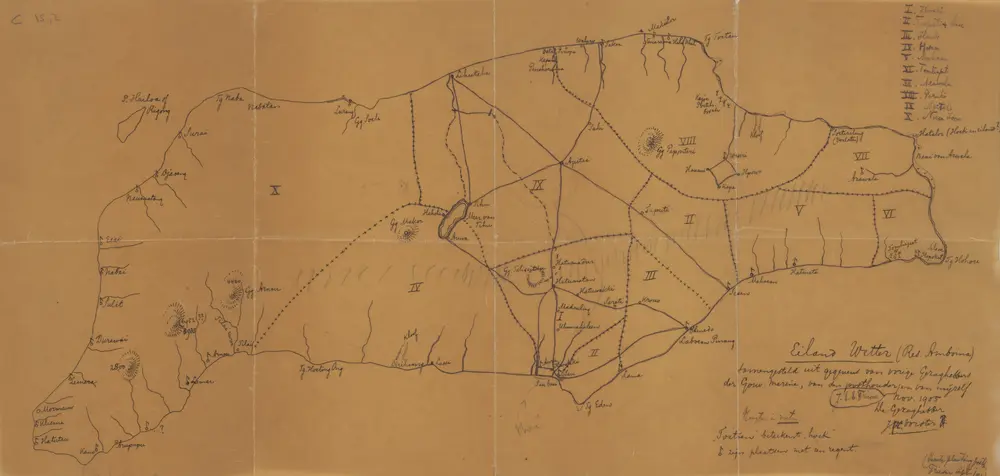 Eiland Wetter (Res. Amboina) / samengesteld uit gegevens van vorige gezaghebbers der Gouv[ernements] Marine, van den Posthouder J.E.E. Frieser en van mijzelve [=J.C. Vorster]