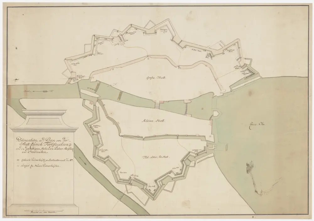 Zürich: Fortifikation der Stadt mit Pulverhäuschen und Sentinellen; Grundriss