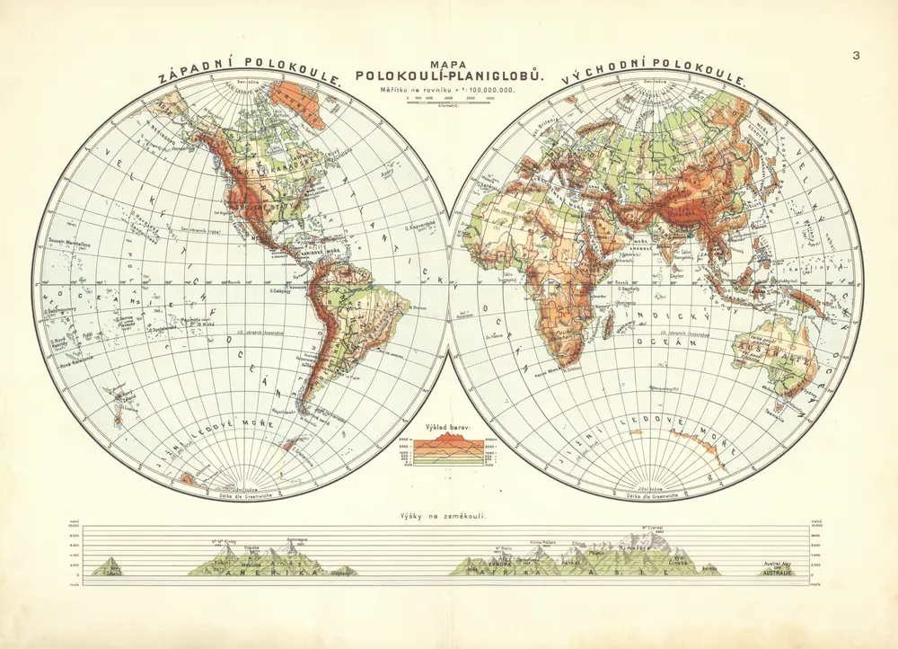 F.B. Škorpila Zeměpisný atlas pro měšťanské školy, mapa ze strany: 3