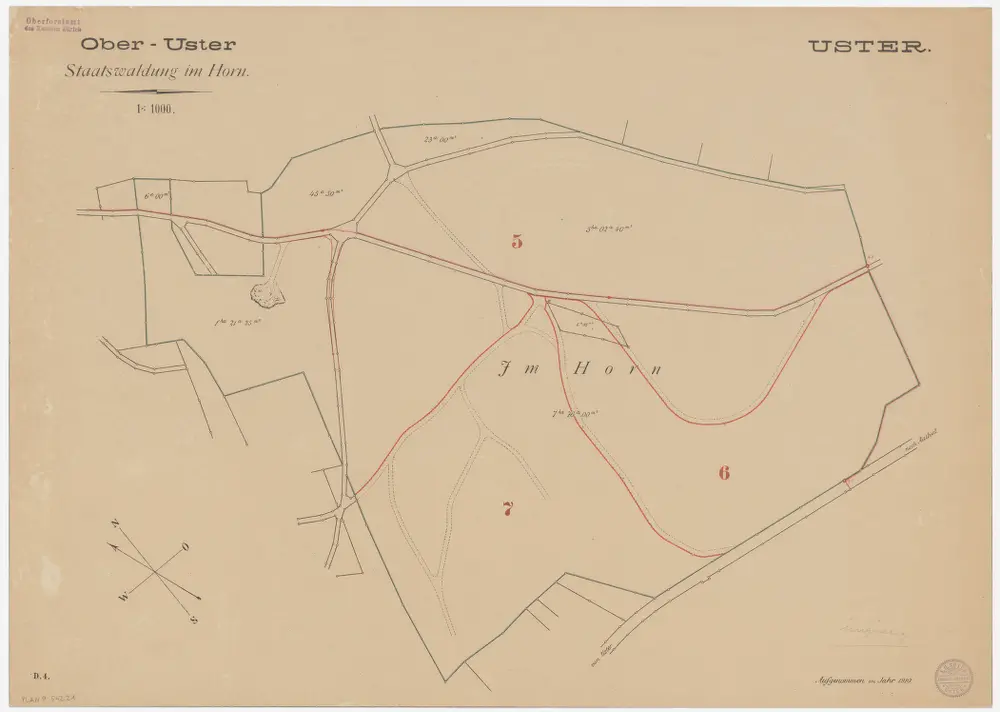 Uster, Seegräben: Staatswaldungen: Uster: Horn; Grundriss